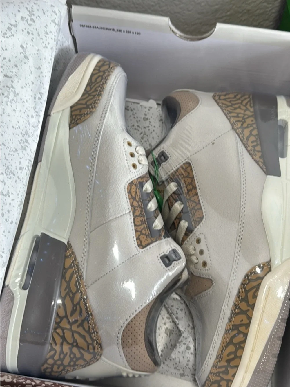 Jordan Low-Top Sneakers in White and Beige with Elephant Print